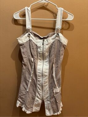 Patrice Breal Y2K Festival corset zip front  ruffle trim buckle straps Top Med